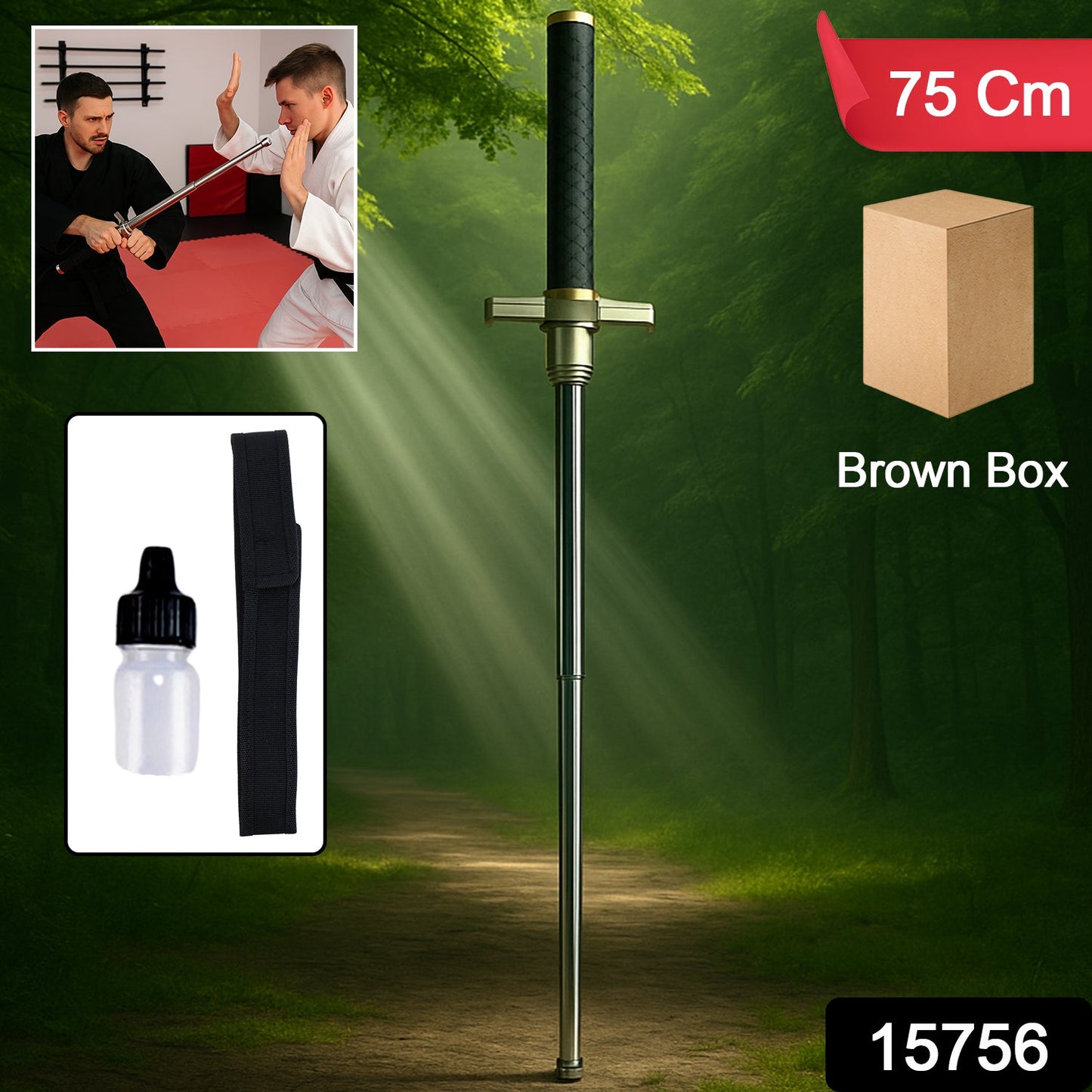 Safty Rod Lightweight Folding Walking Sticks with Nylon Bag Cover (75 Cm)