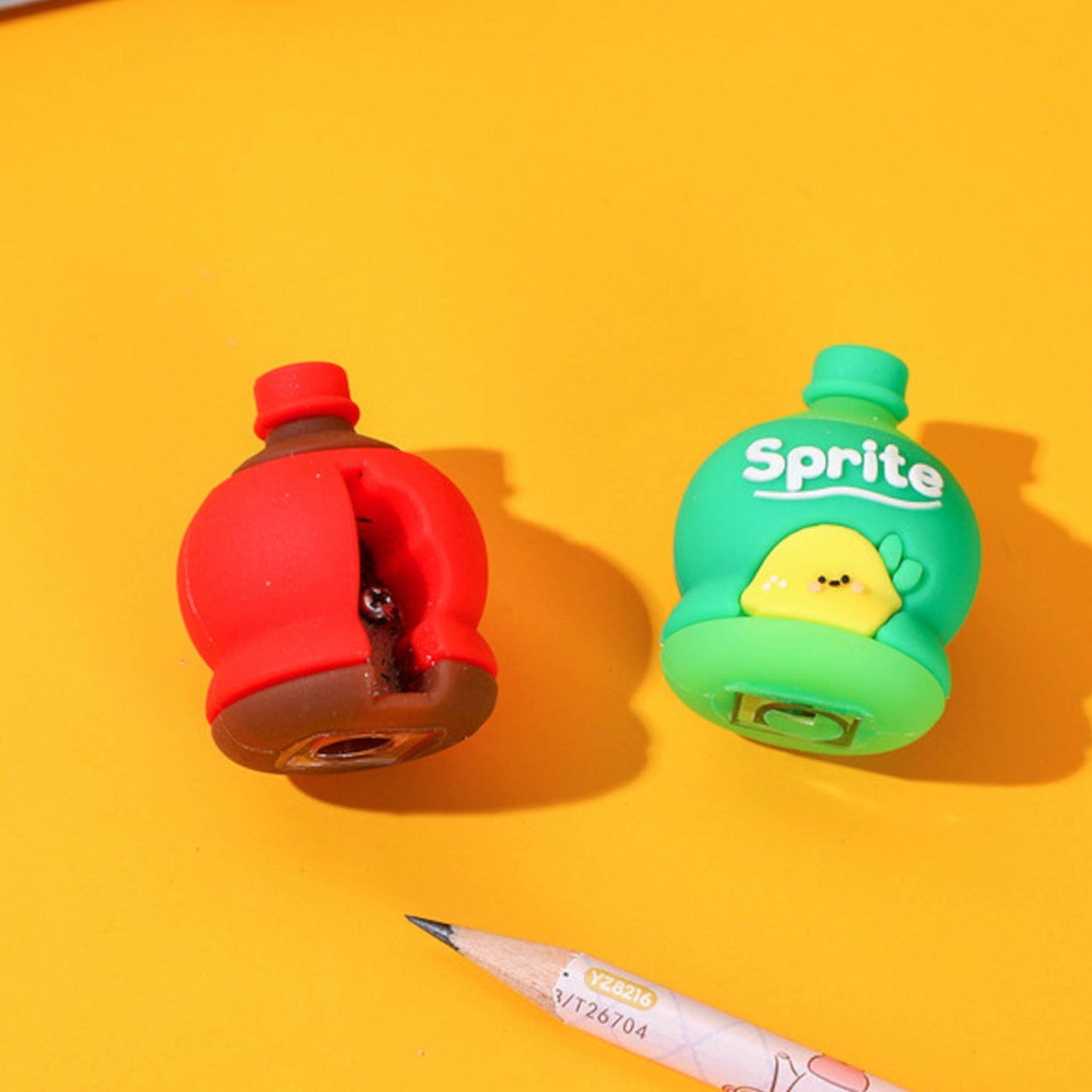 2-in-1 3D Cold Drink Bottle Shape Rubber Pencil Sharpener and Eraser Set(24 Pcs Set )
