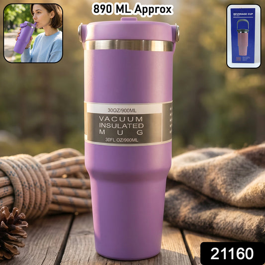 Premium Stainless Steel Vacuum Insulated Travel Mug Tumbler  (890ML / 1 Pc / Mix Color)
