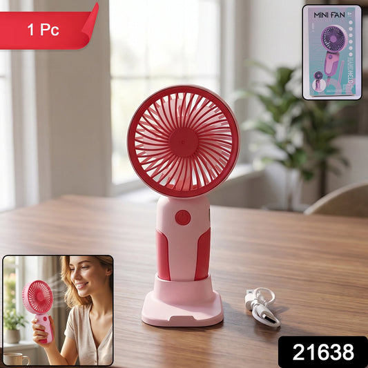 Mini Handheld Rechargeable Personal Fan With Stand Portable Usb Desk Fan (1 Pc)